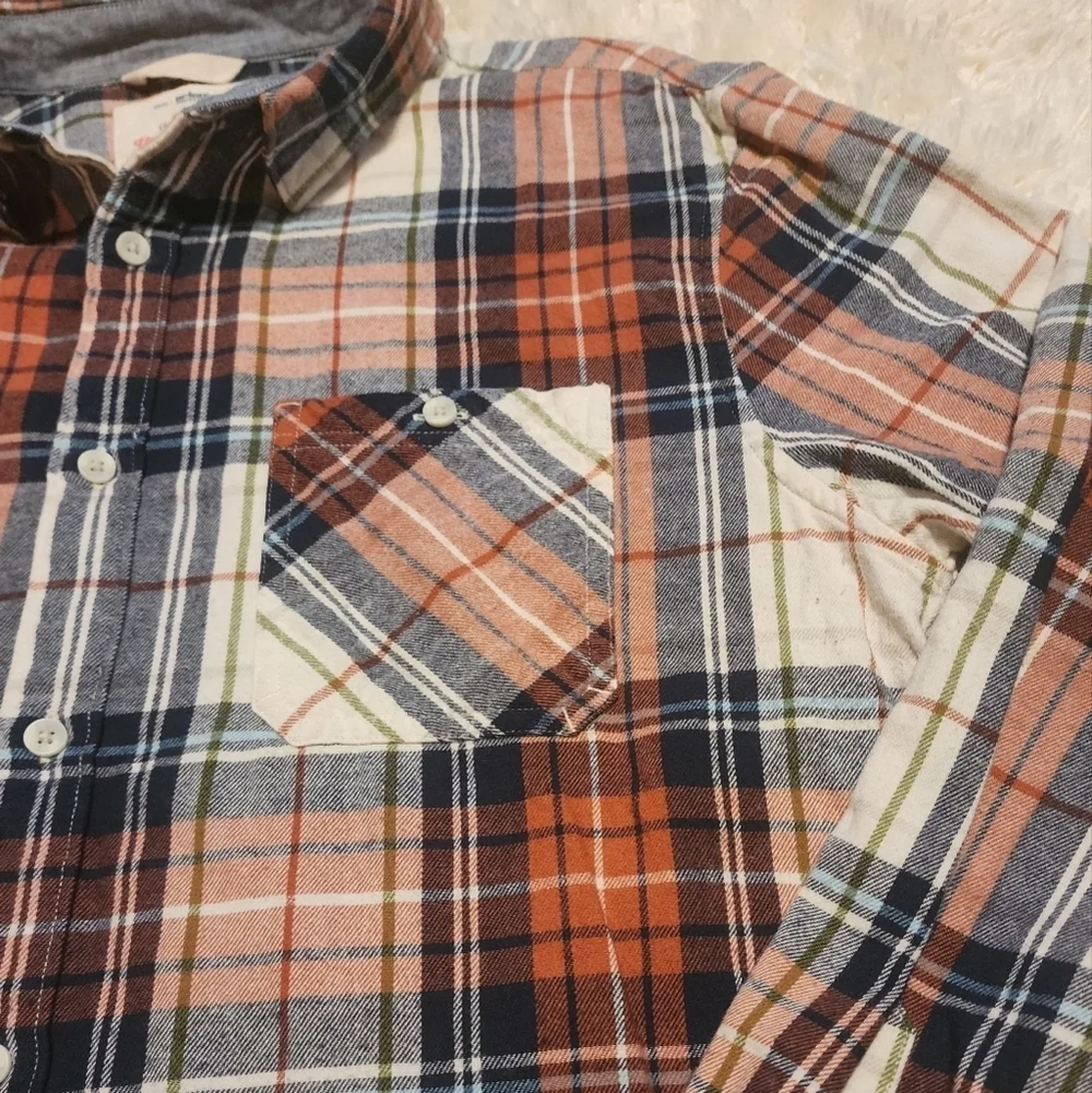 URBAN PIPELINE Ultimate Flannel Orange Plaid Long Sleeve Button Down Sz. L